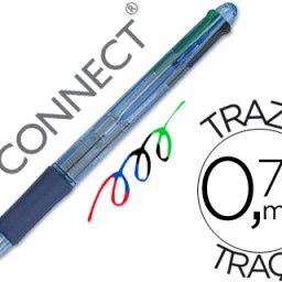Bolígrafo Q-Connect  4 colores sujeción de caucho